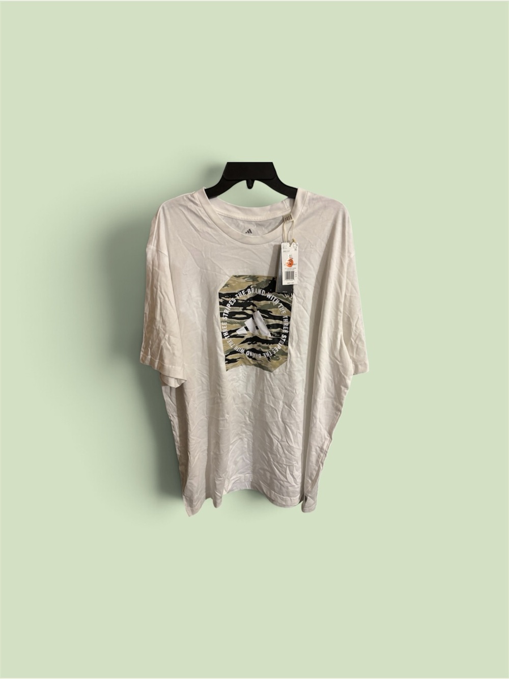 adidas Cream Short-Sleeve T-Shirt with Camo Logo